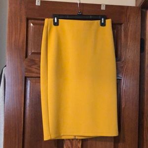 Yellow polyester pencil skirt
